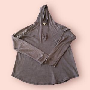 Lilla P Hoodie Women's Large Dark Gray Pima Cotton Long Sleeve Pullover